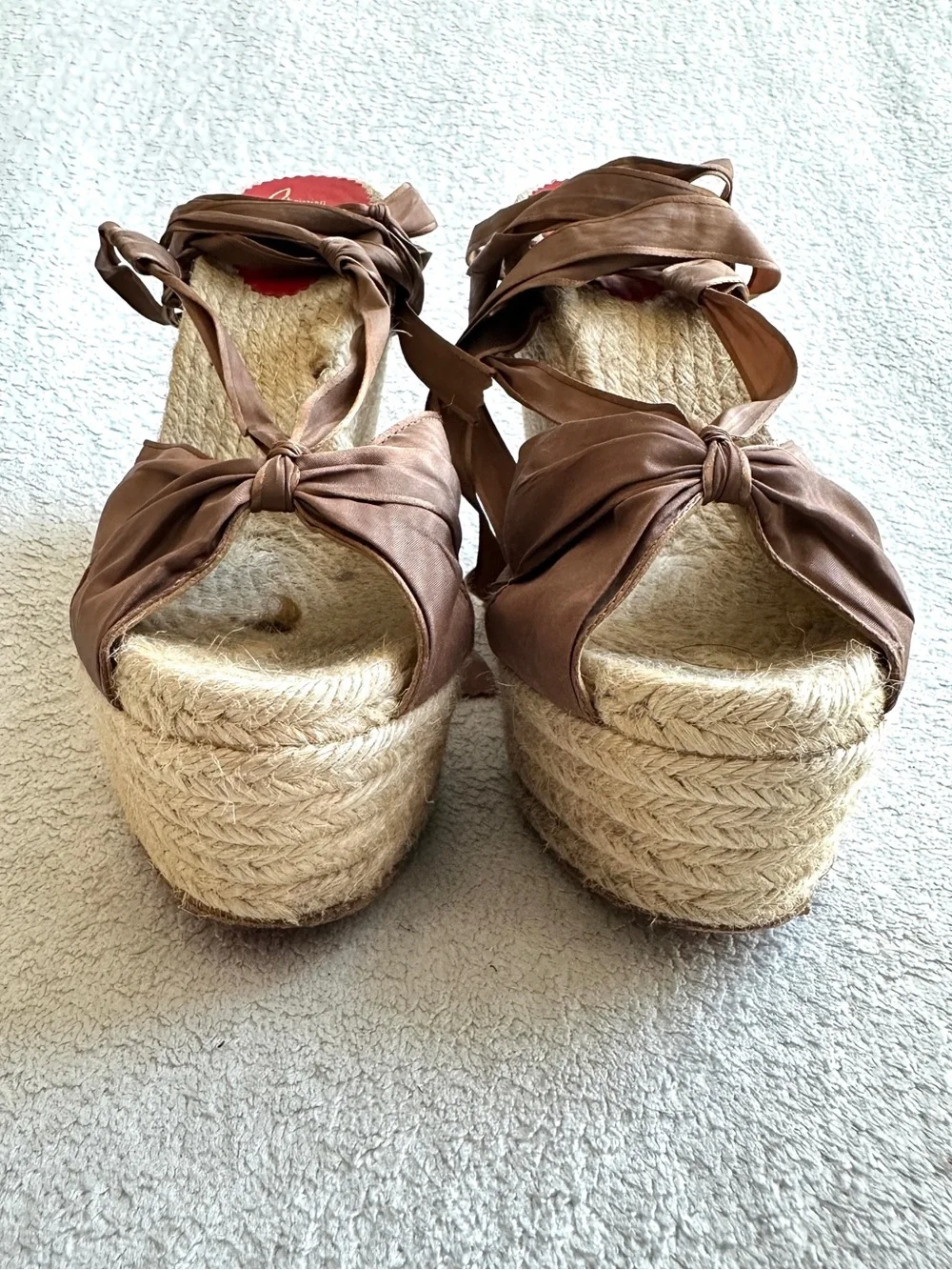 Christian Louboutin Satin Lace Espadrille Wedge Sandals EU 41 US 10